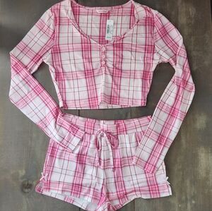 NWT La Vie En Rose Pink Plaid Pajama Set – Size Small